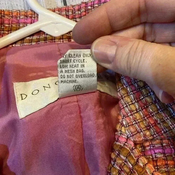 VTG Doncaster DD Women's Open Front Silk Blend Tweed Blazer Jacket 2 Pink - Picture 6 of 8